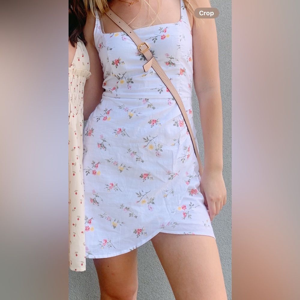Abercrombie spaghetti strap white floral dress XS